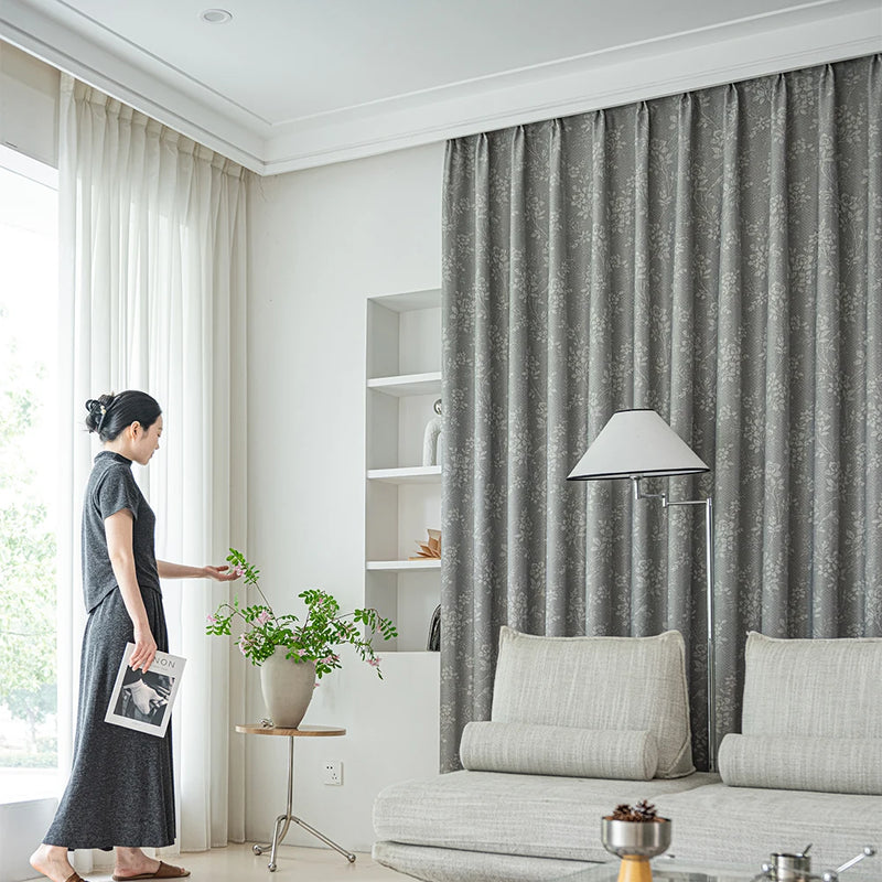 Rideau occultant thermique à motif floral salon chambre