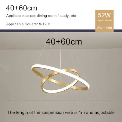 lustre moderne style nordique avec télécommande et anneau lumineux - vue 15 sur 30