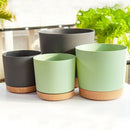 grand pot circulaire en plastique pour plantes d'intérieur avec drainage et plateau