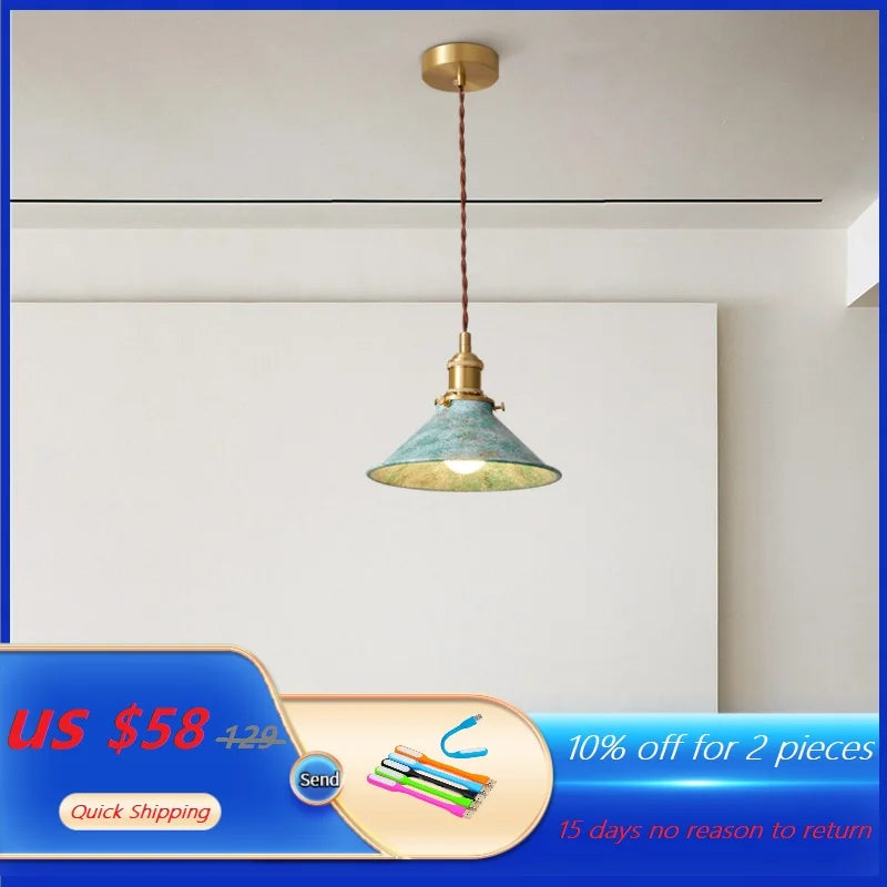 suspension loft luminaire vintage industriel avec abat-jour en métal - vue 3 sur 12
