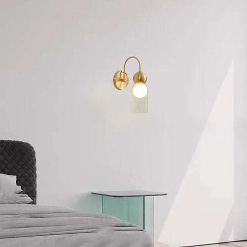 Applique murale moderne en verre et cuivre pour foyer