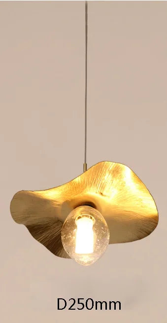 lustre nordique en cuivre forme de feuille de lotus suspendu - vue 9 sur 9