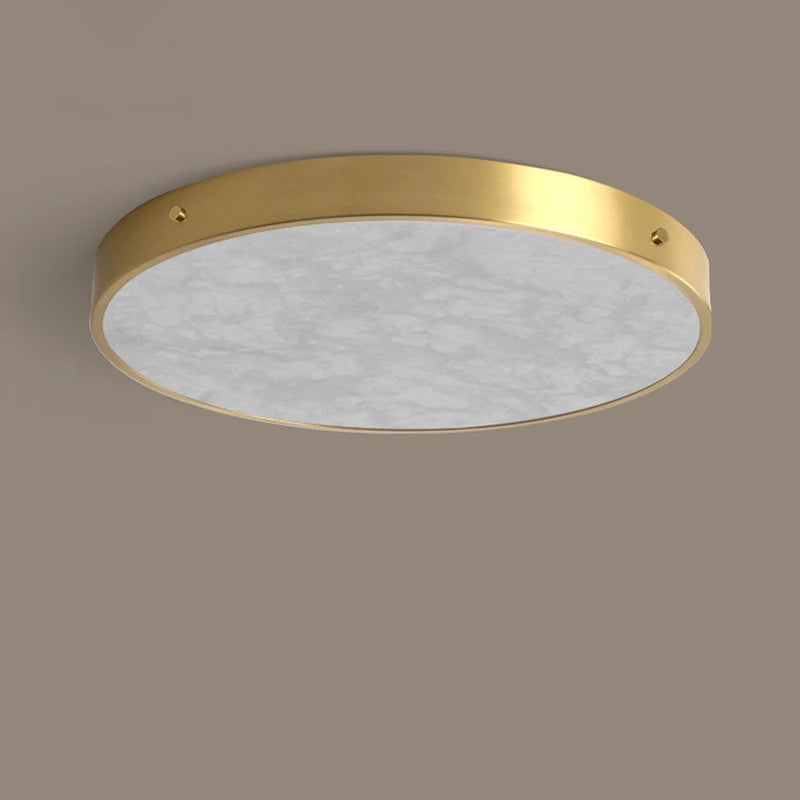 plafonnier luxueux en laiton led monté en marbre circulaire - vue 3 sur 8