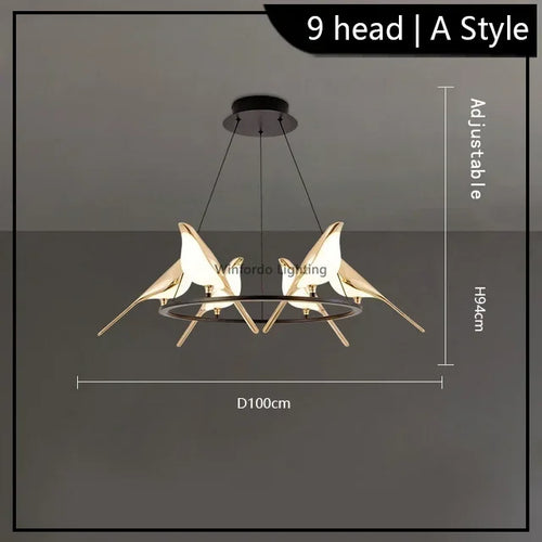 lustre led 	 art oiseau loft originalité décoration - vue 10 sur 18