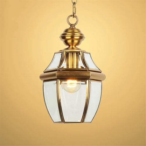 suspension led antique en verre et cuivre pour extérieur et intérieur - vue 3 sur 7