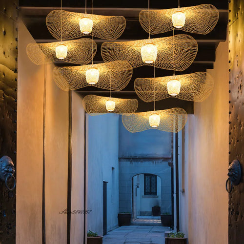 Style chinois LED E27 bambou lampes suspendues maison éclairage créatif pour Tatami salle à manger Restaurant Suspension Luminaire