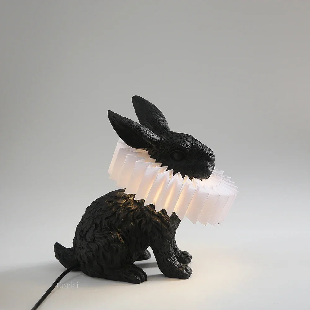 lampe de chevet lapin en résine style nordique décorative et moderne - vue 7 sur 15