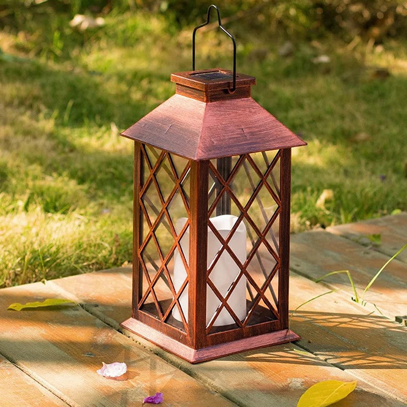 Lampe LED solaire européenne rétro électronique bougie lanterne crépuscule à l'aube lampe décorative solaire pour intérieur extérieur jardin terrasse - vue 6 sur 9