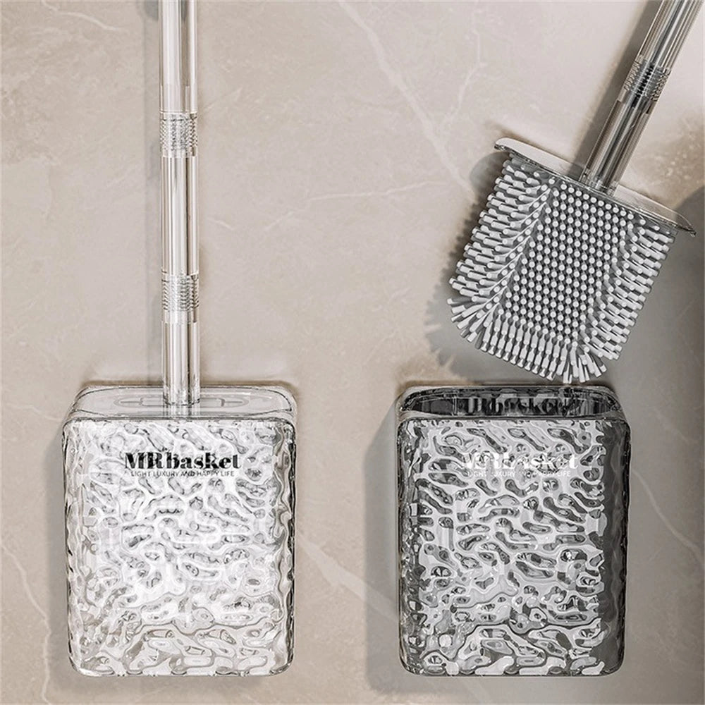 brosse de toilette à ventouse motif glacier avec long manche et fixation murale - vue 5 sur 8