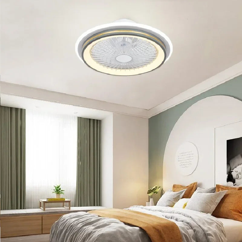 plafonnier moderne silencieux avec ventilateur et lumière télécommandé - vue 3 sur 9