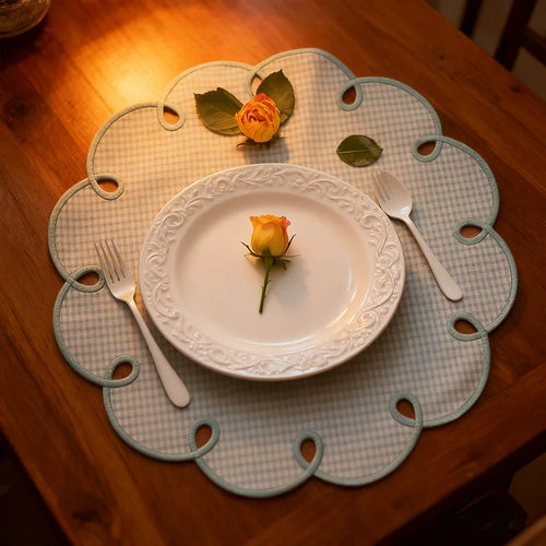 Set de table coton brodé style rétro romantique