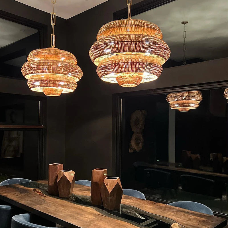 Lampes bohème créatives en rotin - vue 3 sur 14