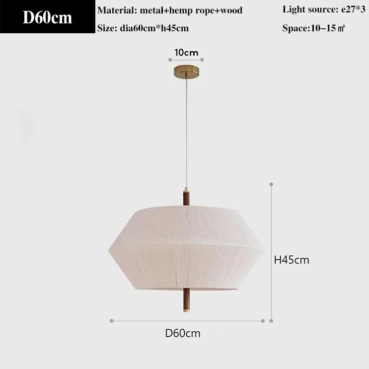 suspension en corde de chanvre et bois massif design wabi-sabi - vue 8 sur 9