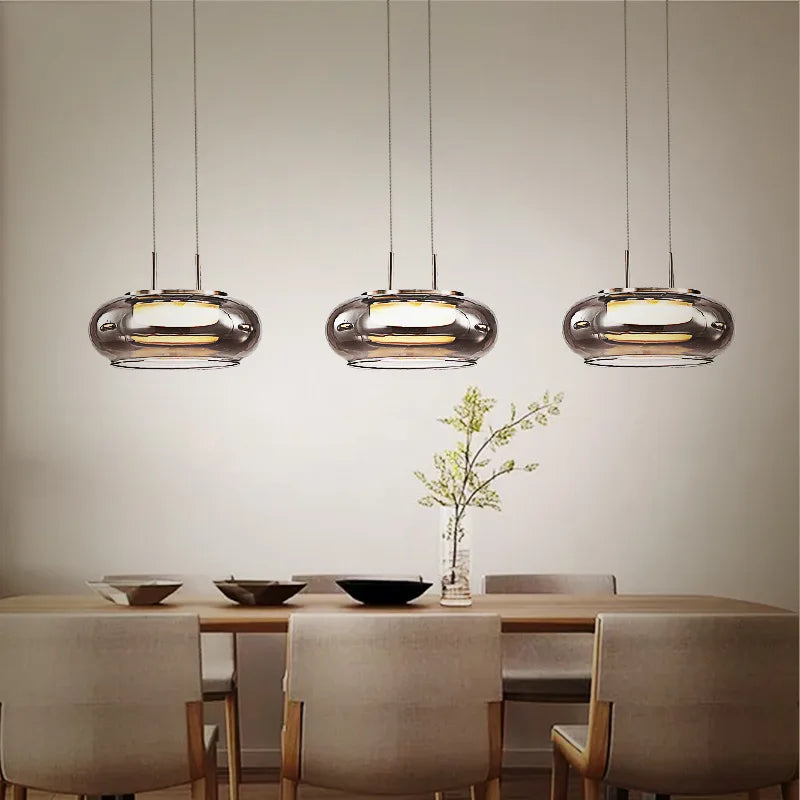 lampe led suspendue nordique en verre pour décoration intérieure cordon réglable - vue 4 sur 8