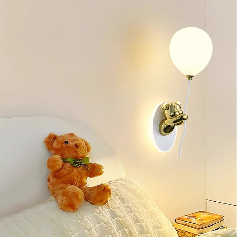 applique murale ours doré en verre lampe LED décoration chambre enfant - vue 5 sur 16