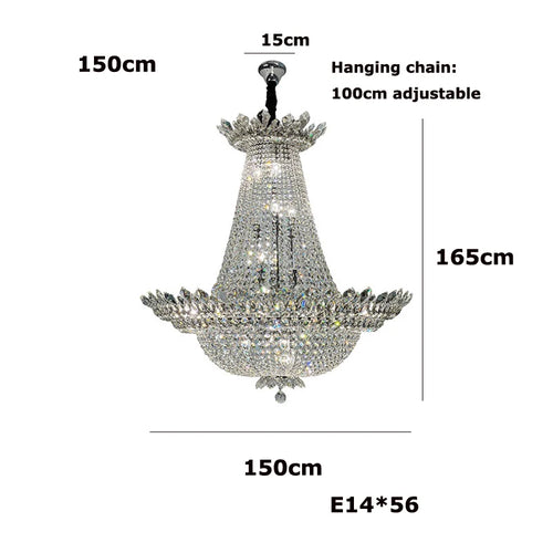 lustre led k9 cristal palace à intensité variable pour un éclairage élégant