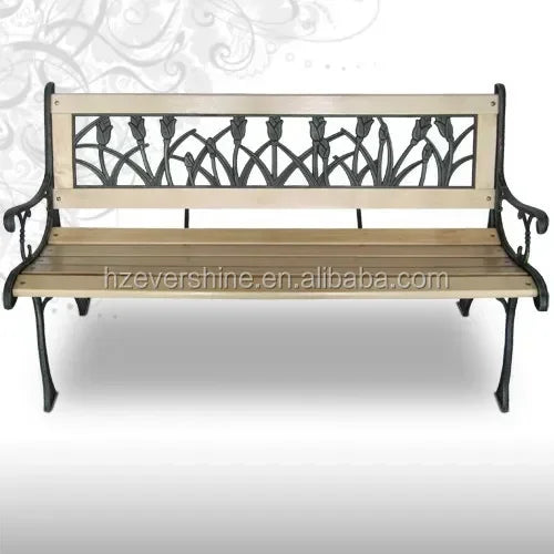 chaises de jardin en fonte et bois vintage pour extérieur - vue 6 sur 7
