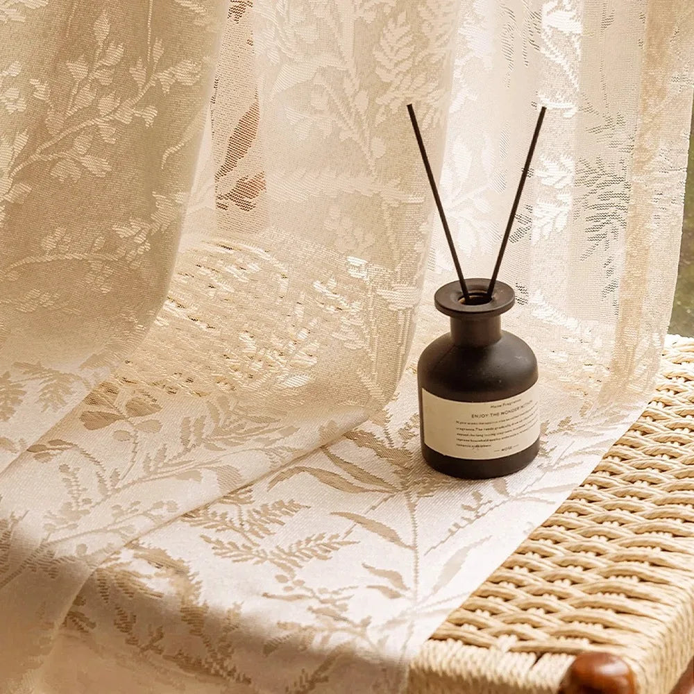 Voilage dentelle élégant floral pour salon chambre moderne - vue 5 sur 8