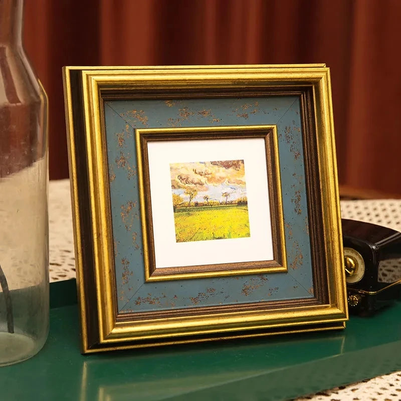 cadre photo rétro américain avec bordure dorée pour décoration intérieure - vue 3 sur 7