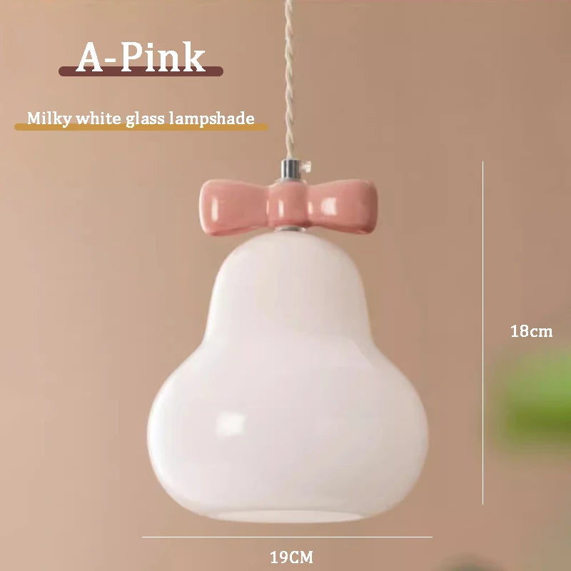 suspension en verre avec nœud rose pour chambre enfant - vue 9 sur 13
