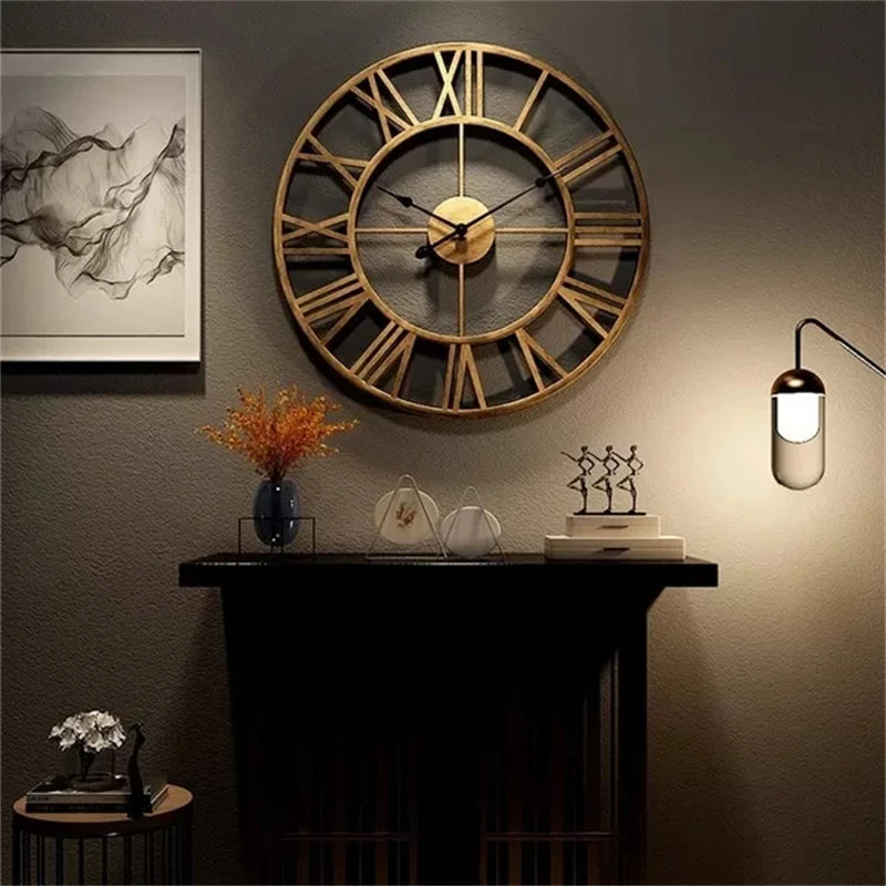 horloge murale 3D rétro en métal style nordique silencieuse et précise - vue 3 sur 8