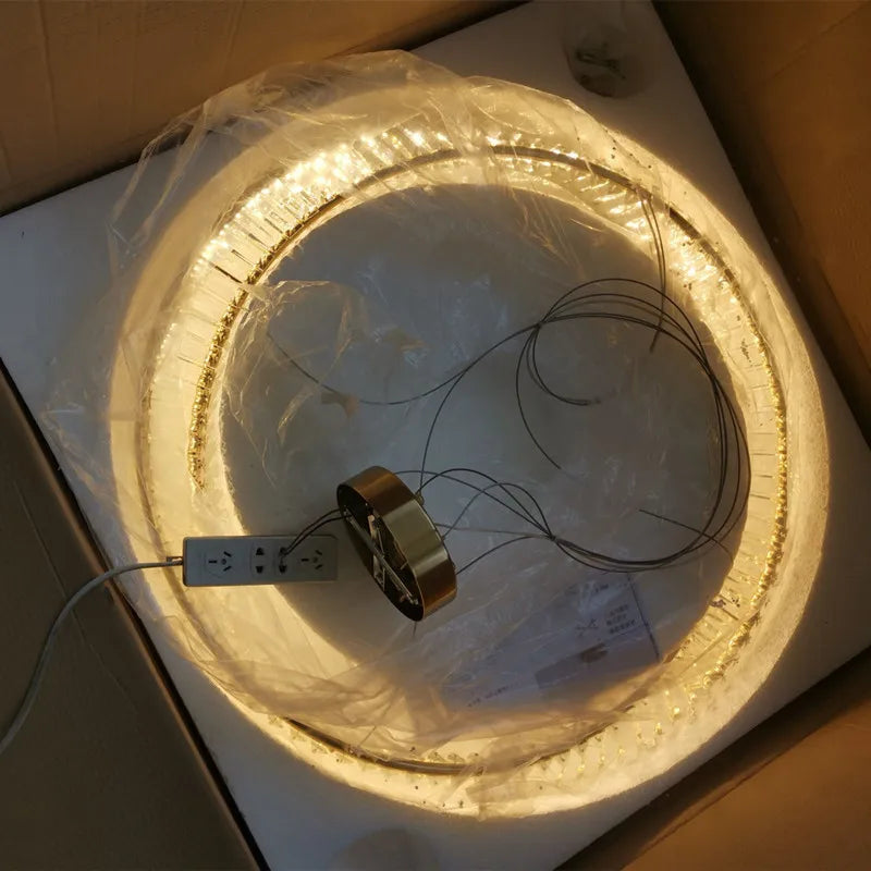 Lustre Led en cristal moderne pour salle à manger salon cuisine chambre plafond suspension lampe or télécommande suspension - vue 6 sur 16