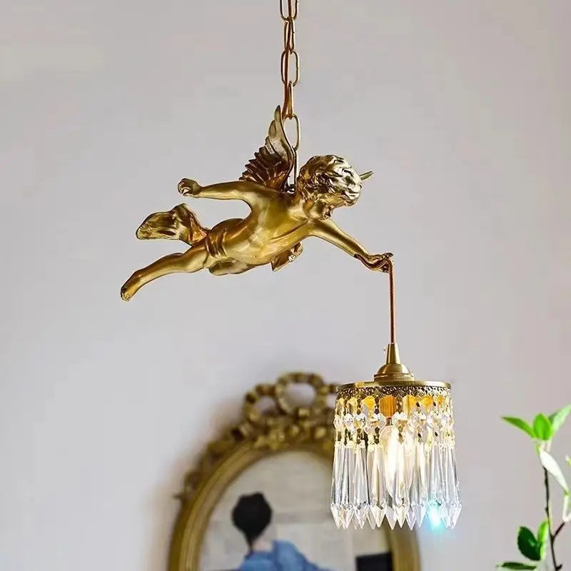 lustre en cristal à led avec ailes d'ange décoration européenne luxueuse - vue 3 sur 6