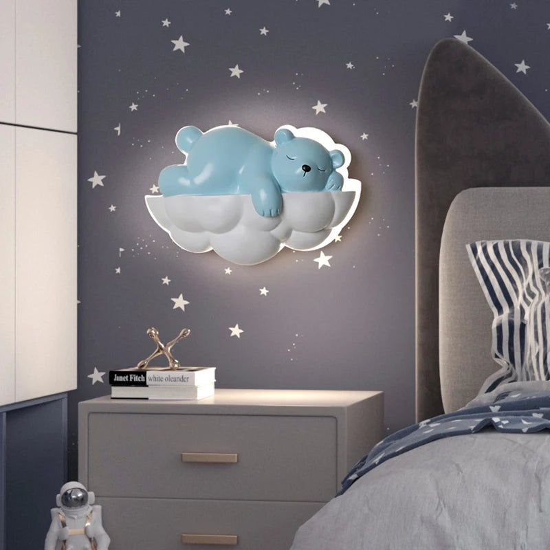 applique murale ours polaire lumineuse pour enfants avec télécommande - vue 5 sur 9