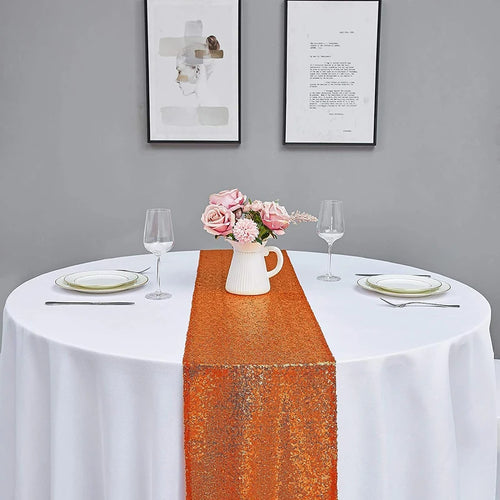 Chemin de table orange paillettes décoratif fête mariage - vue 7 sur 7