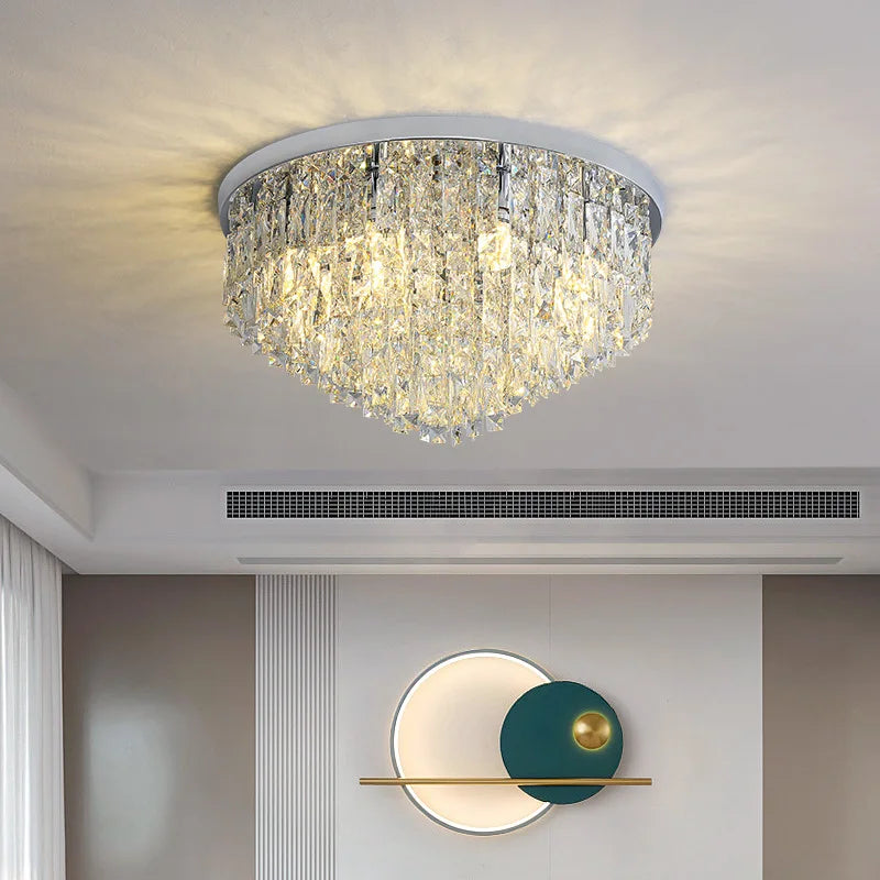 Plafonnier circulaire en cristal de luxe post-moderne