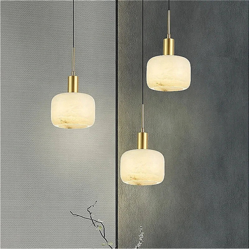 lustre moderne en marbre et cuivre design nordique élégant - vue 2 sur 7