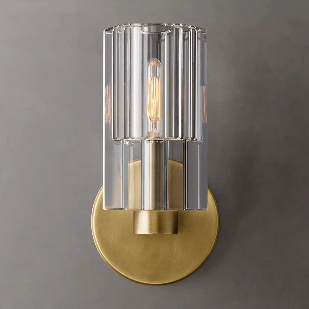 Modern brass LED wall lamp, indoor transparent crystal lamp, household decoration, bedside living room - vue 3 sur 6