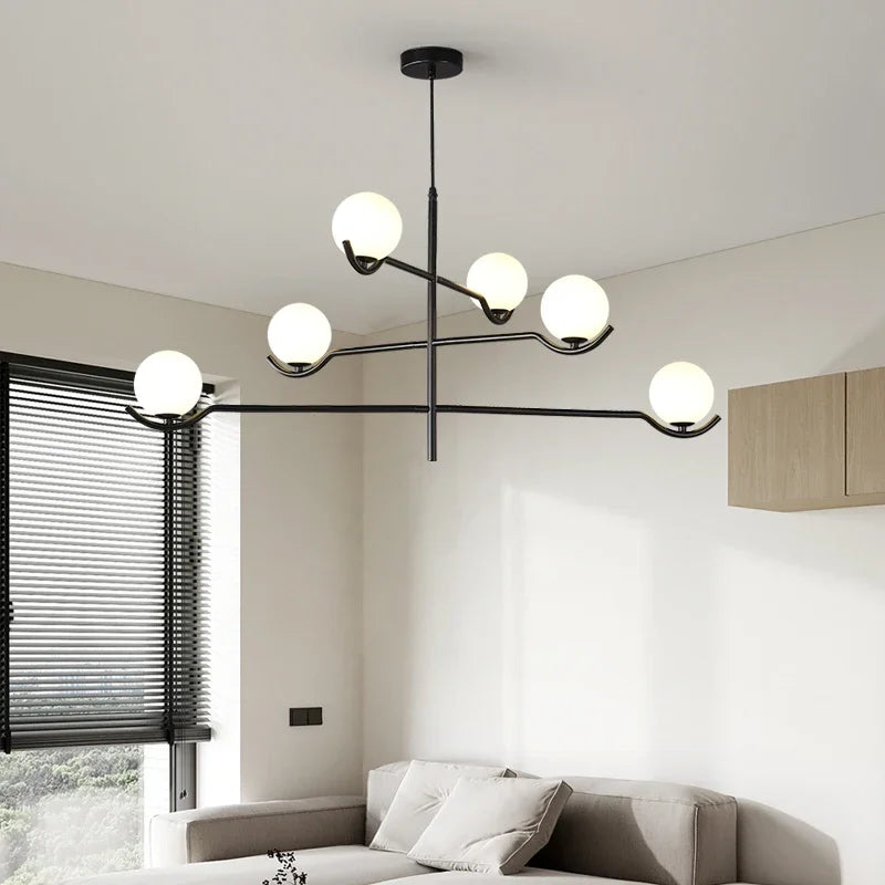 lustre design en verre et métal luminaires suspendus - vue 3 sur 9