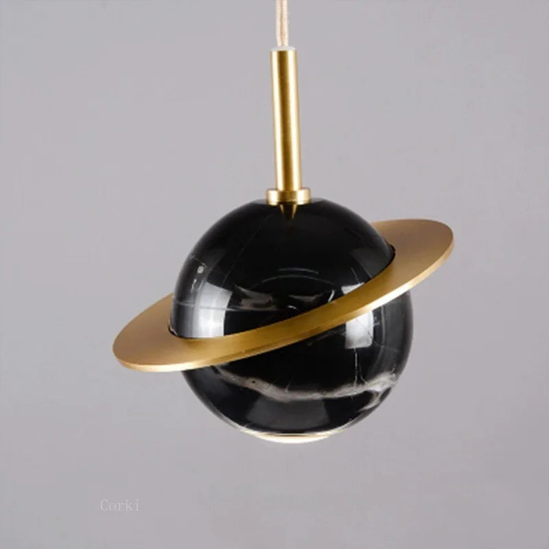 suspension led en marbre au design moderne idéales pour bar ou restaurant - vue 4 sur 9
