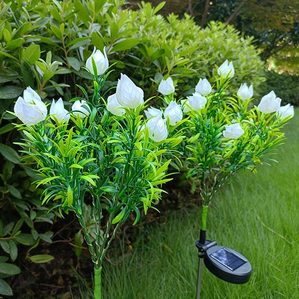 lampe solaire décorative pour jardin en forme de fleur lumineuse - vue 6 sur 8