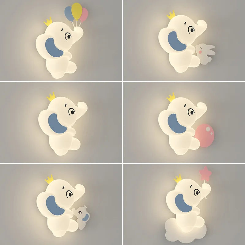 applique murale led modernes éléphant mignon pour enfants - vue 6 sur 12