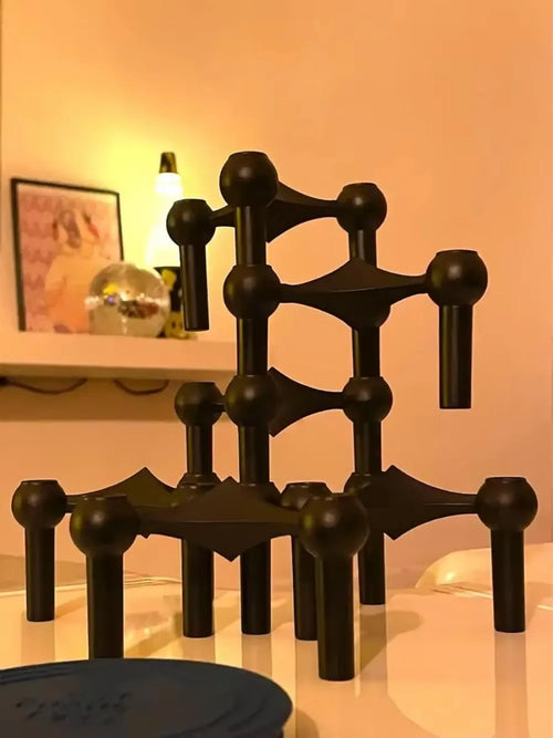 bougeoir en métal au design moléculaire pour décoration moderne - vue 3 sur 12