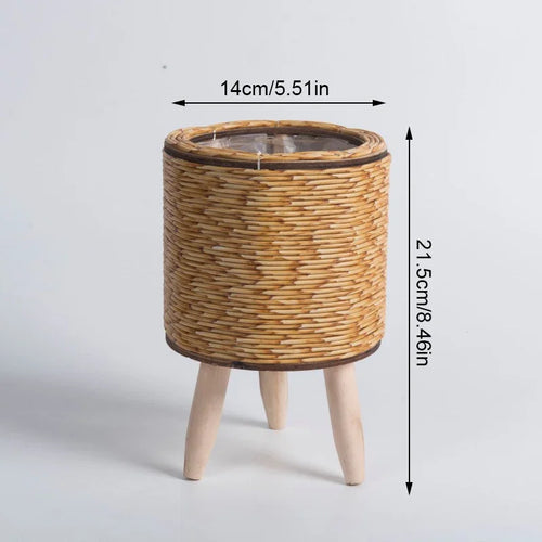 étagère à fleurs nordique imitation rotin avec pieds amovibles - vue 8 sur 12