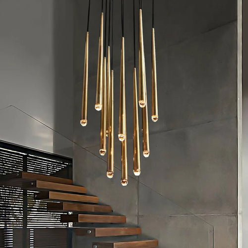 suspension lustre nordique en cuivre pour villa - vue 5 sur 20