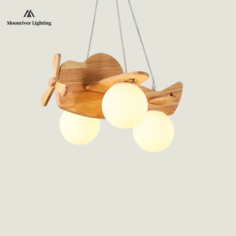 lustre en bois pour chambre d'enfant suspension décorative - vue 2 sur 15