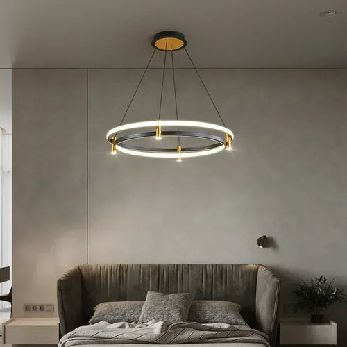 lustre moderne en anneau avec éclairage led décoratif - vue 3 sur 11