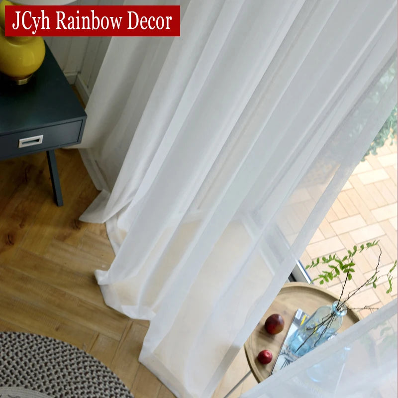 Voilage moderne transparent pour salon chambre fenêtre léger - vue 3 sur 7