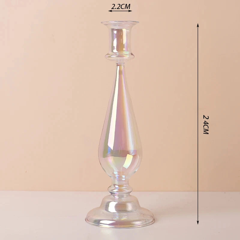 bougeoir en verre décoratif à rayures coniques pour événements festifs - vue 17 sur 30