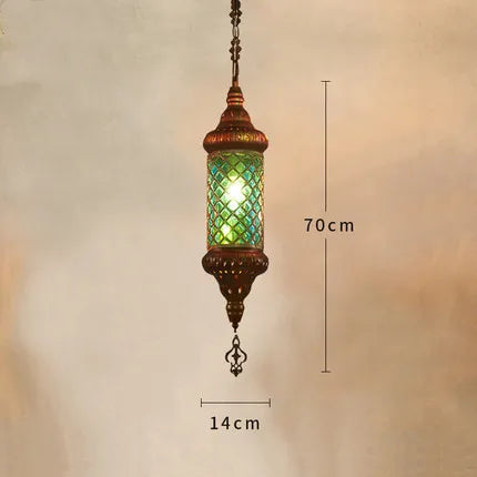 lustre industriel rétro en fer et verre coloré pour établissements asiatiques - vue 9 sur 14