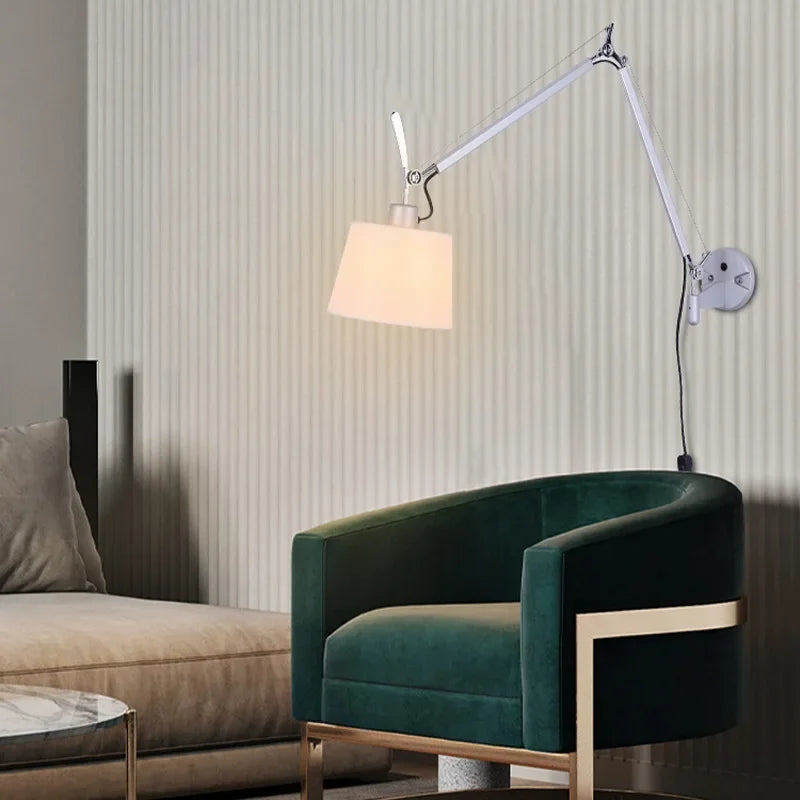 applique murale nordique en tissu design argenté avec support en acier inoxydable - vue 5 sur 11