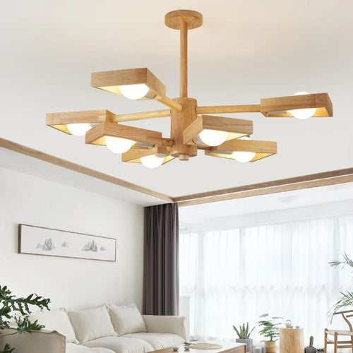 lustre suspendu en bois d'éclairage d'arbre nordique pour décoration - vue 3 sur 10