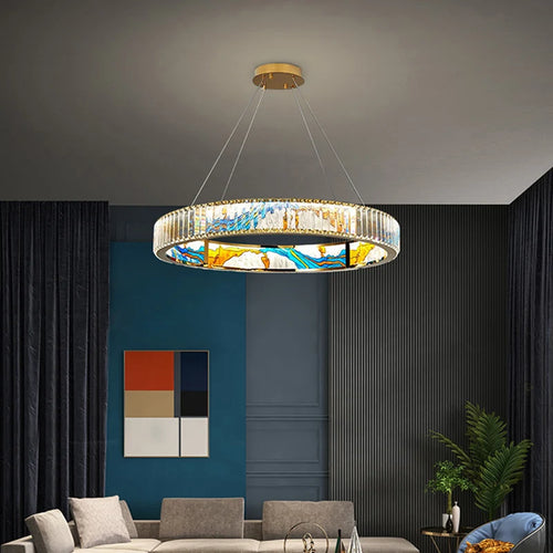 lustre led dimmable moderne en acier cercle décoratif