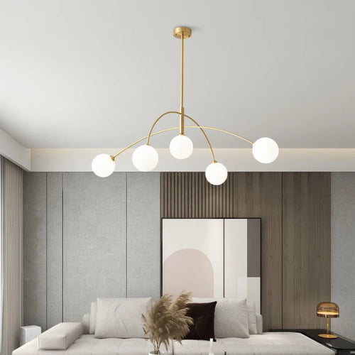 lustre moderne en verre design lampe à led de luxe pour décoration intérieure - vue 3 sur 14