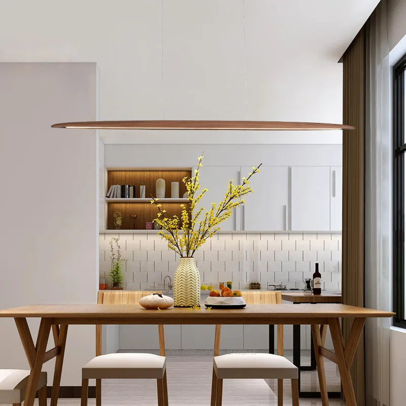 Lustre design en bois led modernes pour îlot de cuisine - vue 4 sur 5