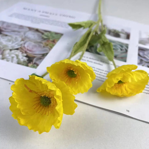 fleurs de pavot artificielles en soie pour décoration et événements - vue 19 sur 21